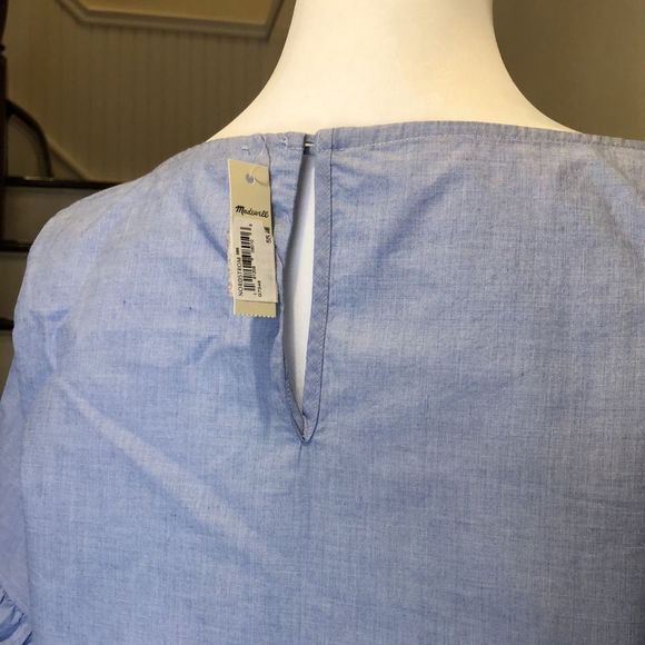 MADEWELL Women's Blue Short Bell Sleeve Blouse Size Medium NWT - Picture 10 of 10